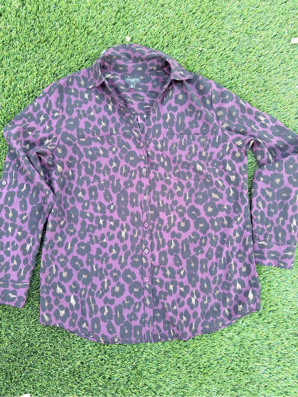 Talbots Animal Leopard Print Button-Down Shirt